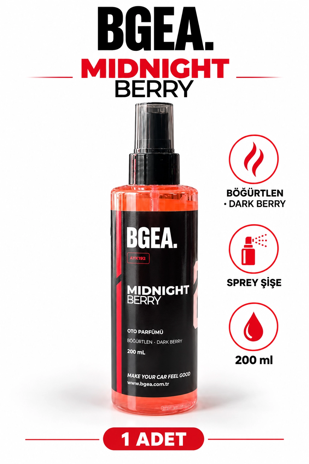 BGEA Midnight Berry Böğürtlen Kokulu Oto Parfümü Dark Berry Sprey 200 ml AYK192