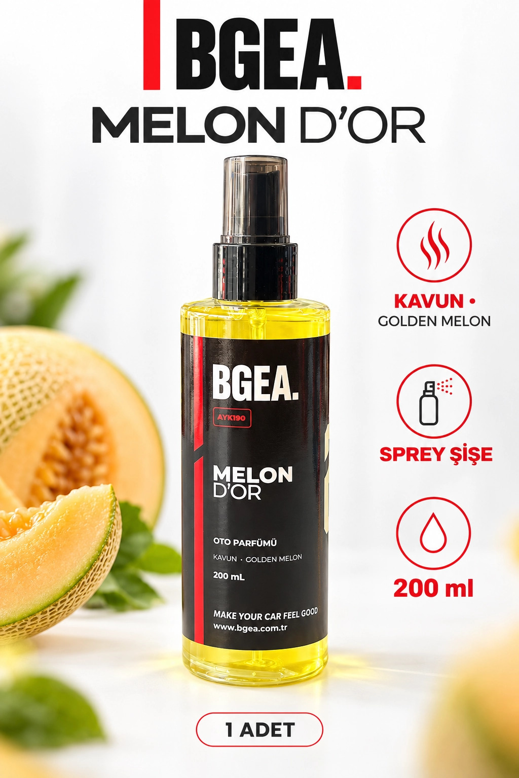 BGEA Melon D’Or Kavun Kokulu Oto Parfümü Golden Melon Sprey 200 ml AYK190
