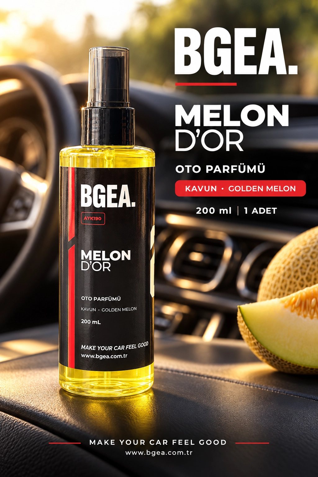 BGEA Melon D’Or Kavun Kokulu Oto Parfümü Golden Melon Sprey 200 ml AYK190