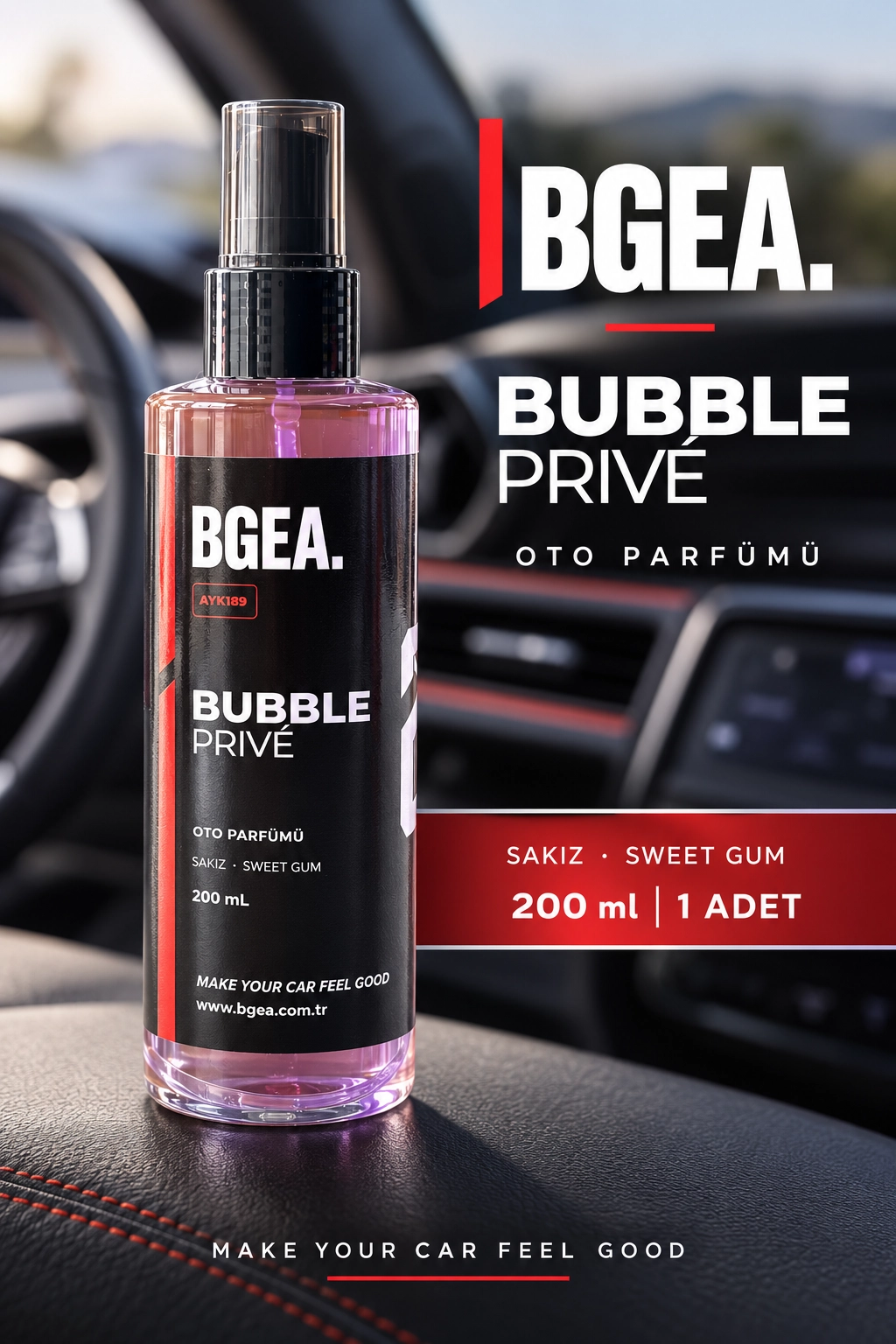BGEA Bubble Privé Sakız Kokulu Oto Parfümü Sweet Gum Sprey 200 ml AYK189