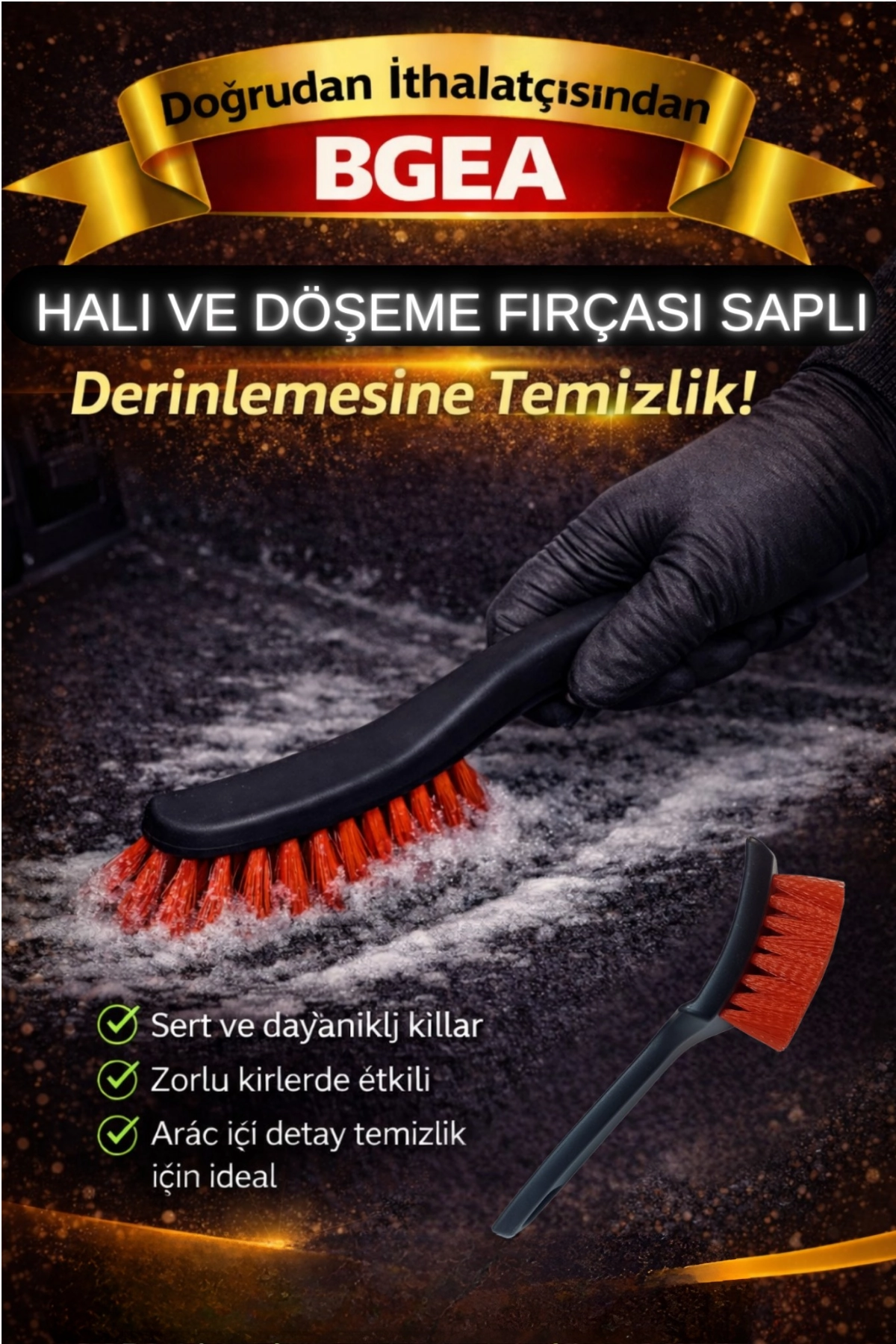 Premium Oto Halı ve Döşeme Temizleme Fırçası Çok Amaçlı Kullanım
