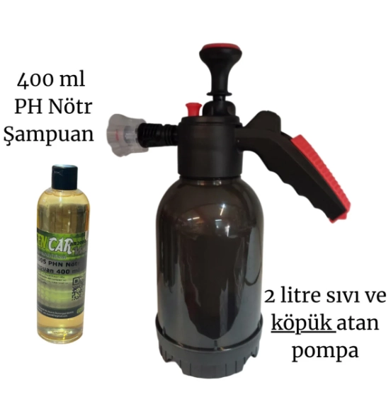 Profesyonel Araç Yıkama Seti- 2 lt Köpük Pompa ve PH nötr Şampuan 400 ml