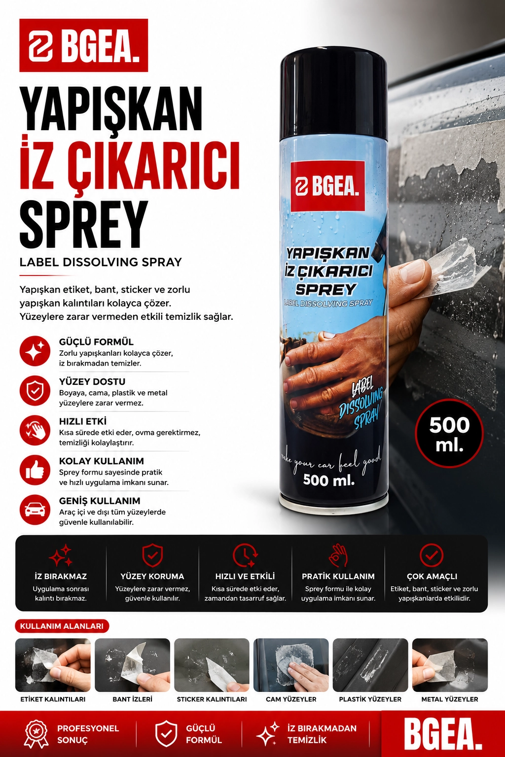 BGEA Bant Etiket Sökücü 500 ML- Yapışkan İz Çıkarıcı Sprey