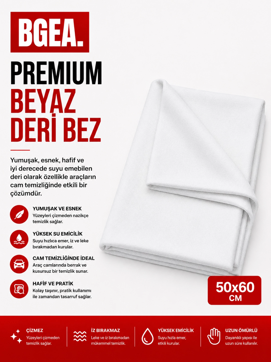 BEYAZ DERİ BEZ 50X60