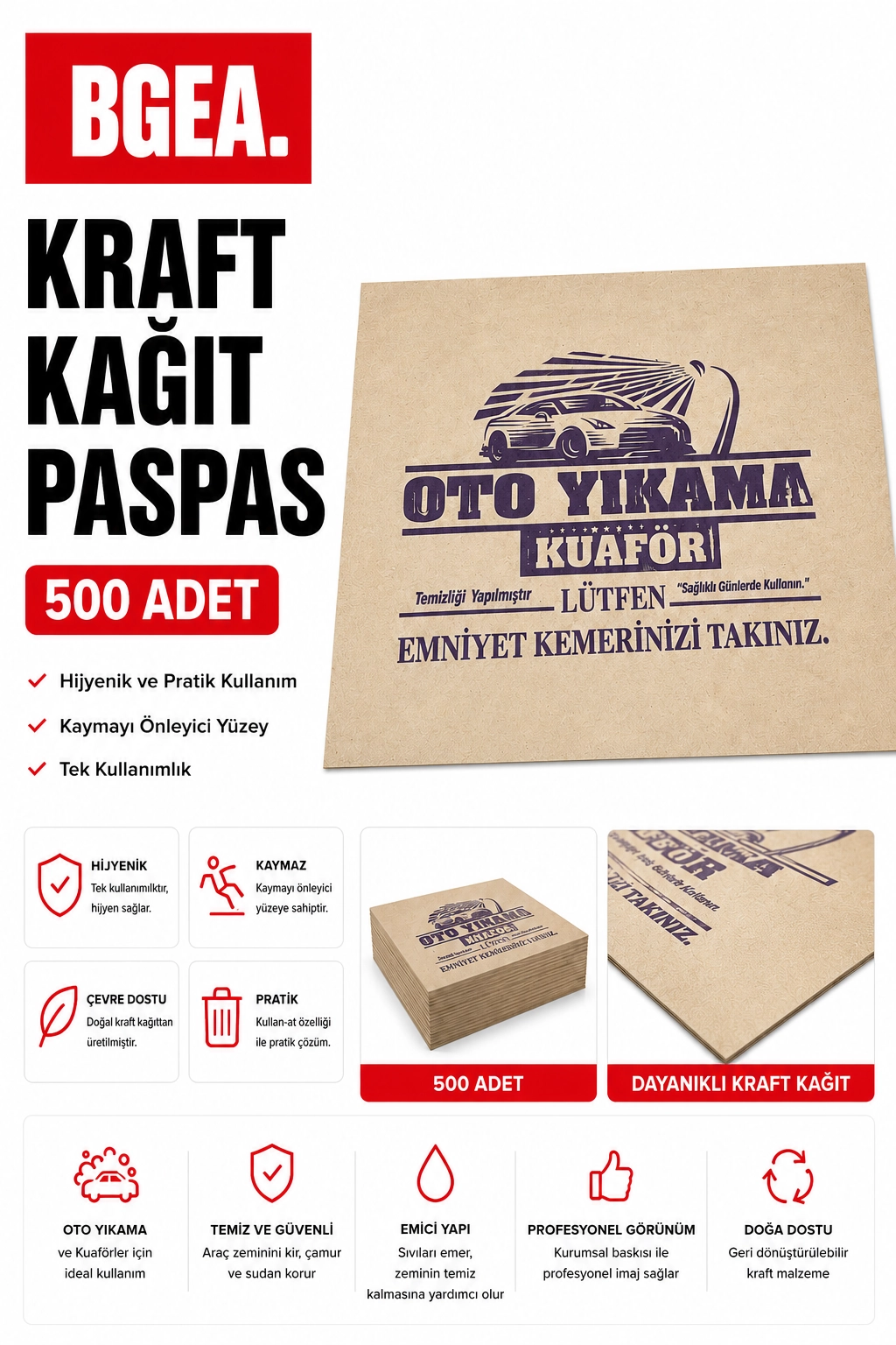 Premium Kraft Kağıt Paspas (500 Adet)