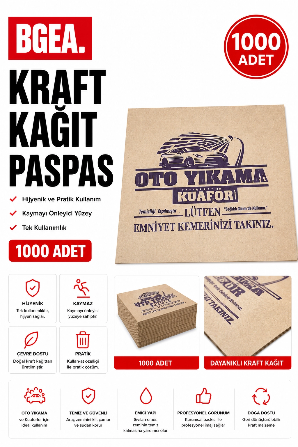 Premium Kraft Kağıt Paspas (1000 Adet)
