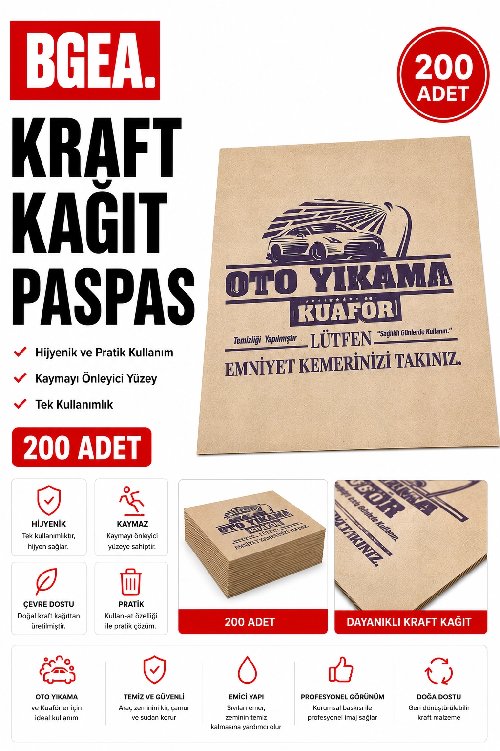 Premium Kraft Kağıt Paspas (200 Adet)