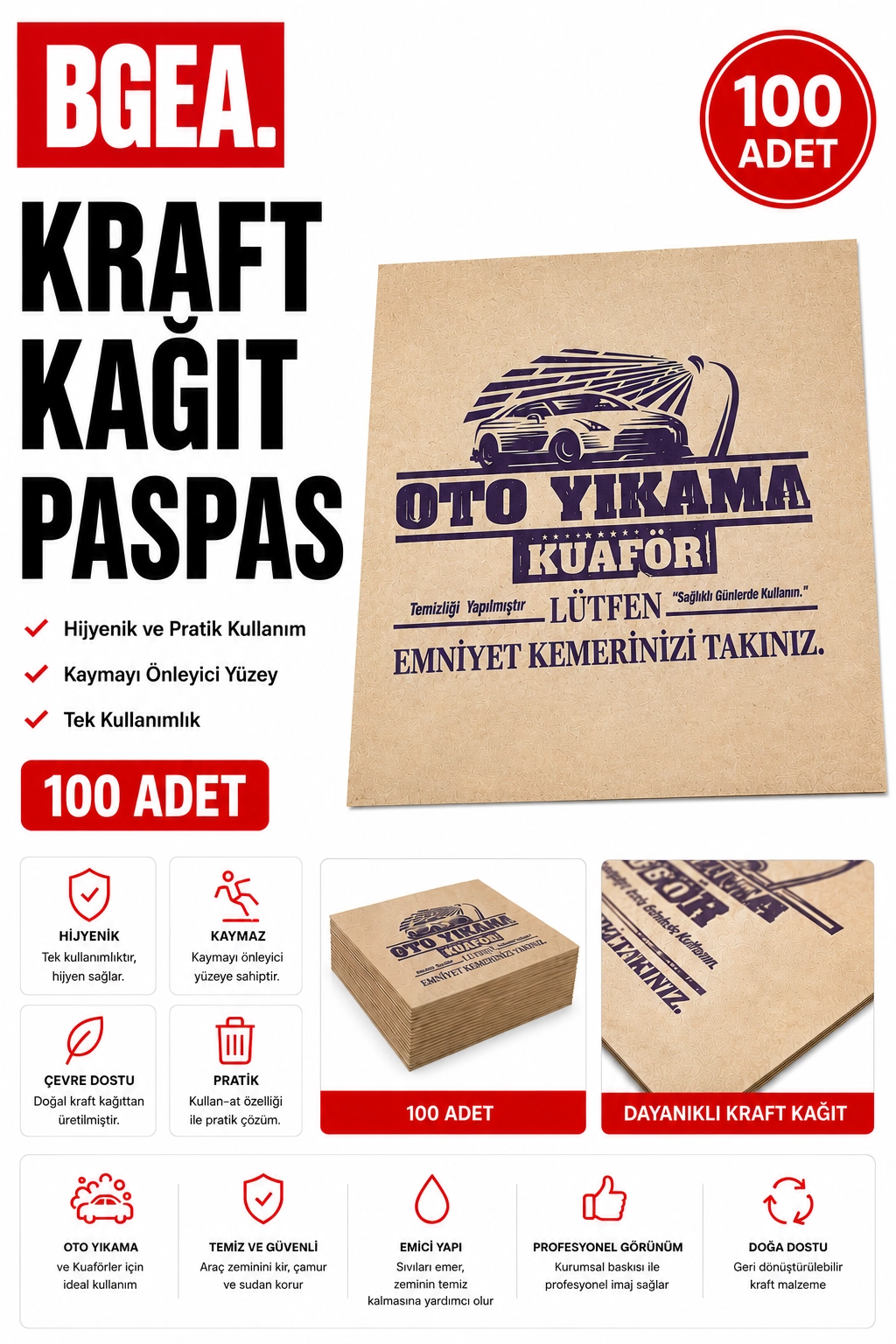 Premium Kraft Kağıt Paspas (100 Adet)