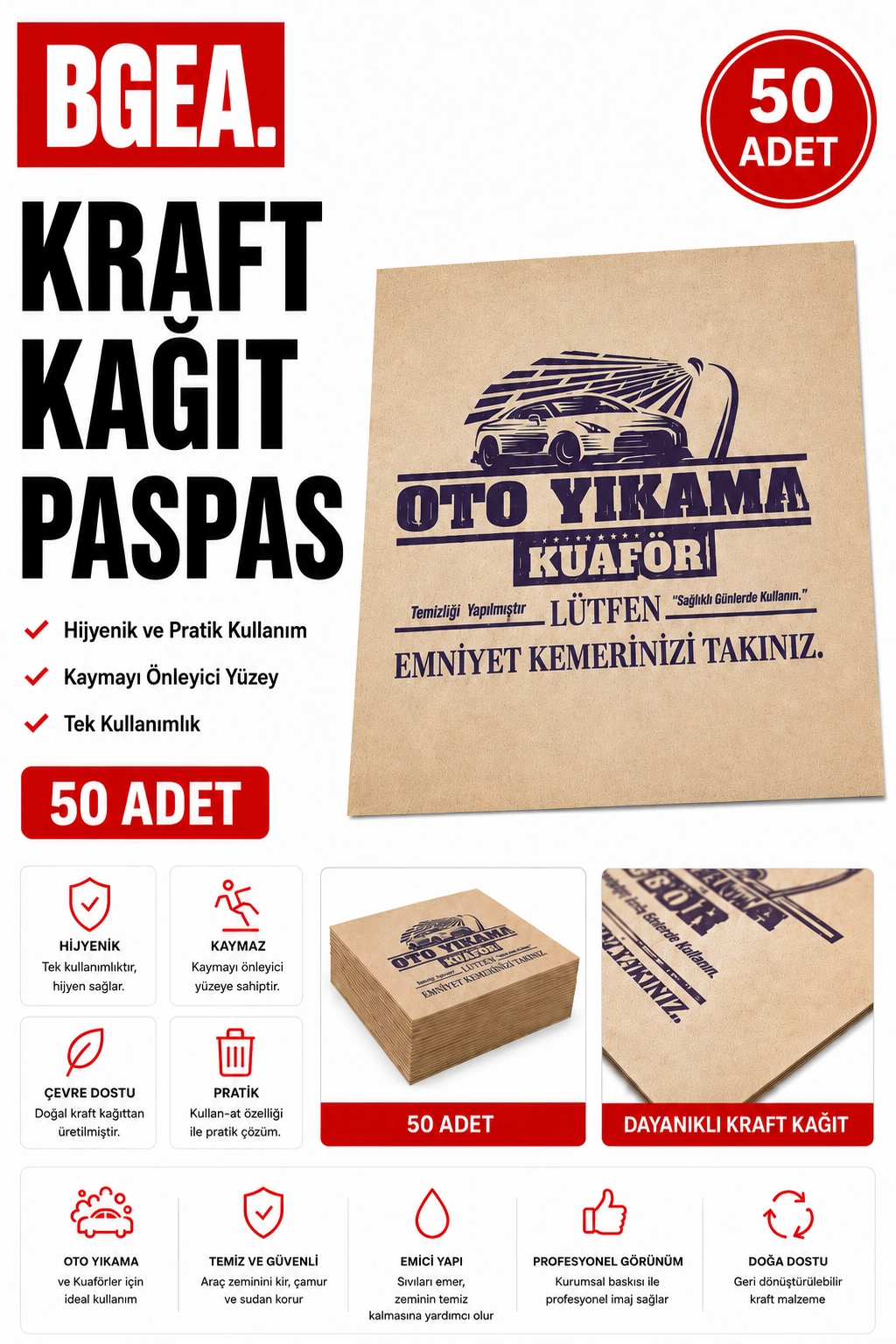 Premium Kraft Kağıt Paspas (50 Adet)