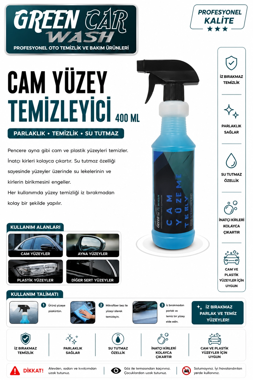 CAM YÜZEY TEMİZLEYİCİ 400 ML