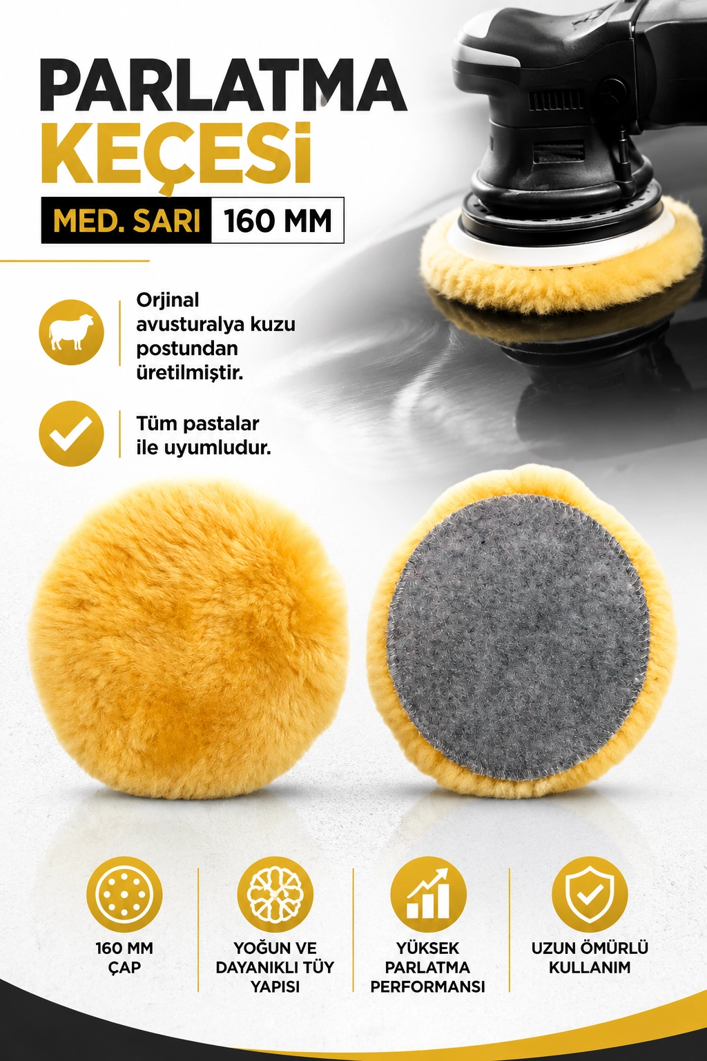 PARLATMA KEÇESİ MED. SARI 160 MM