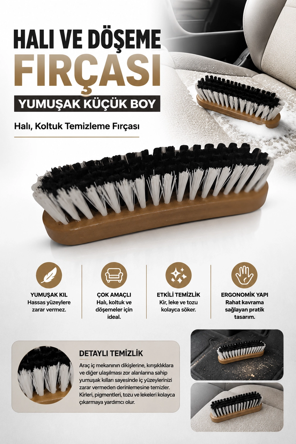 HALI VE DÖŞEME FIRÇASI YUMUŞAK KÜÇÜK BOY 13 CM