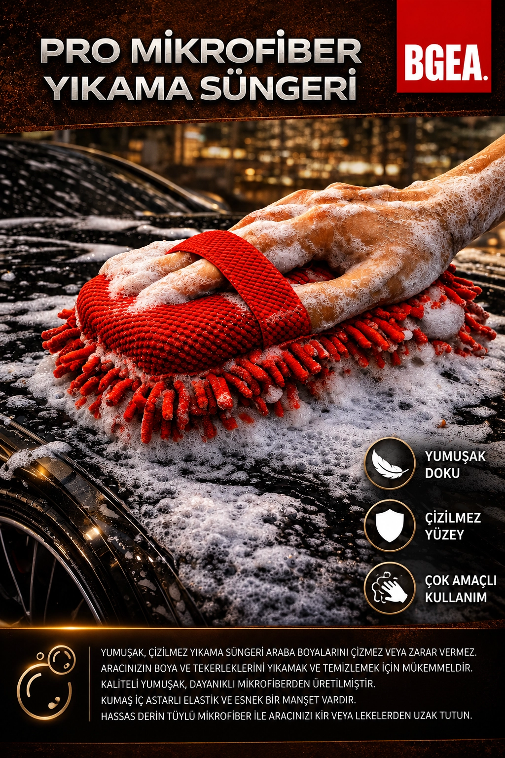 Pro Mikrofiber Araç Yıkama Süngeri