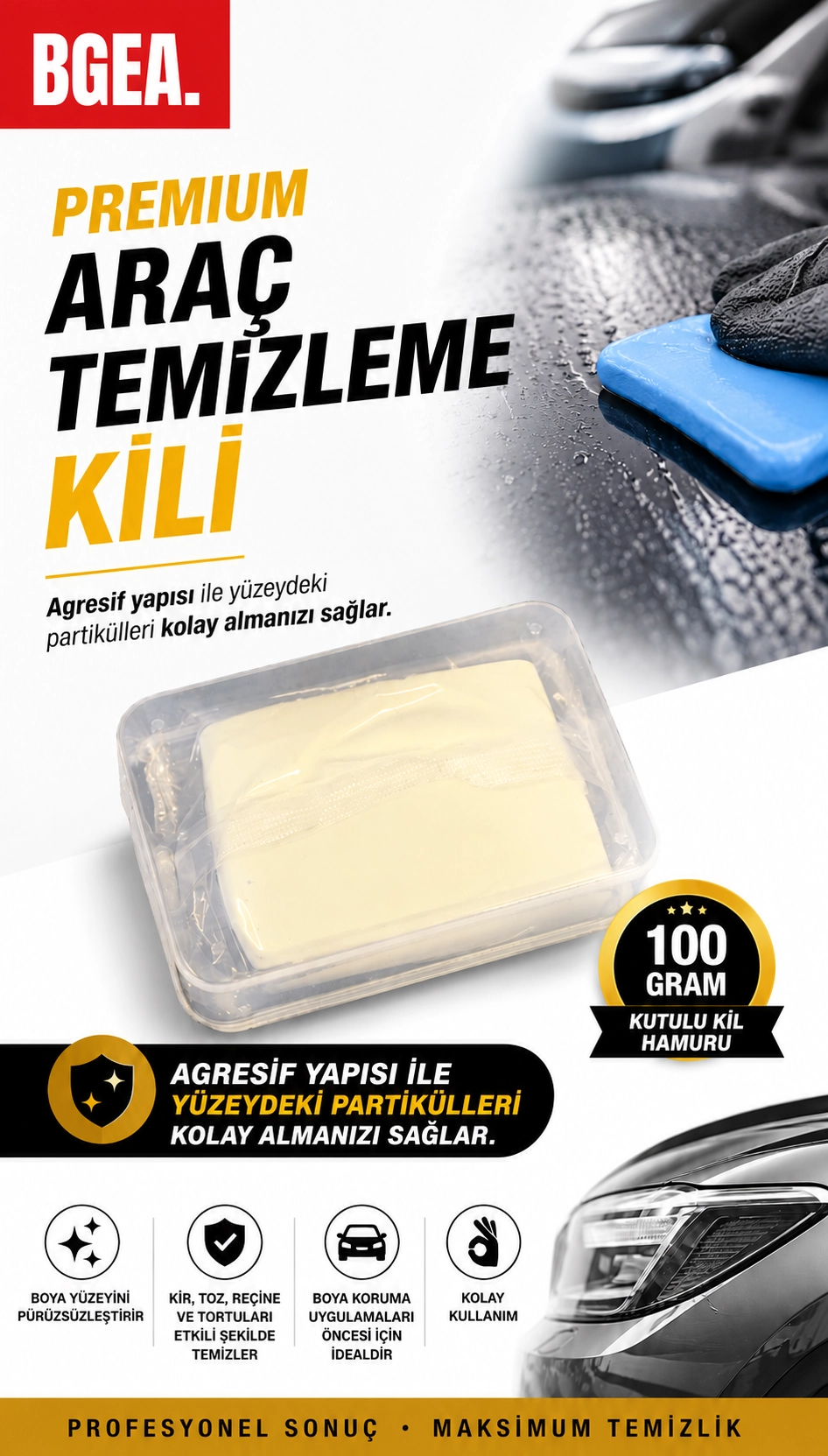 Premium Araç Temizleme Kil Hamuru 100 gram