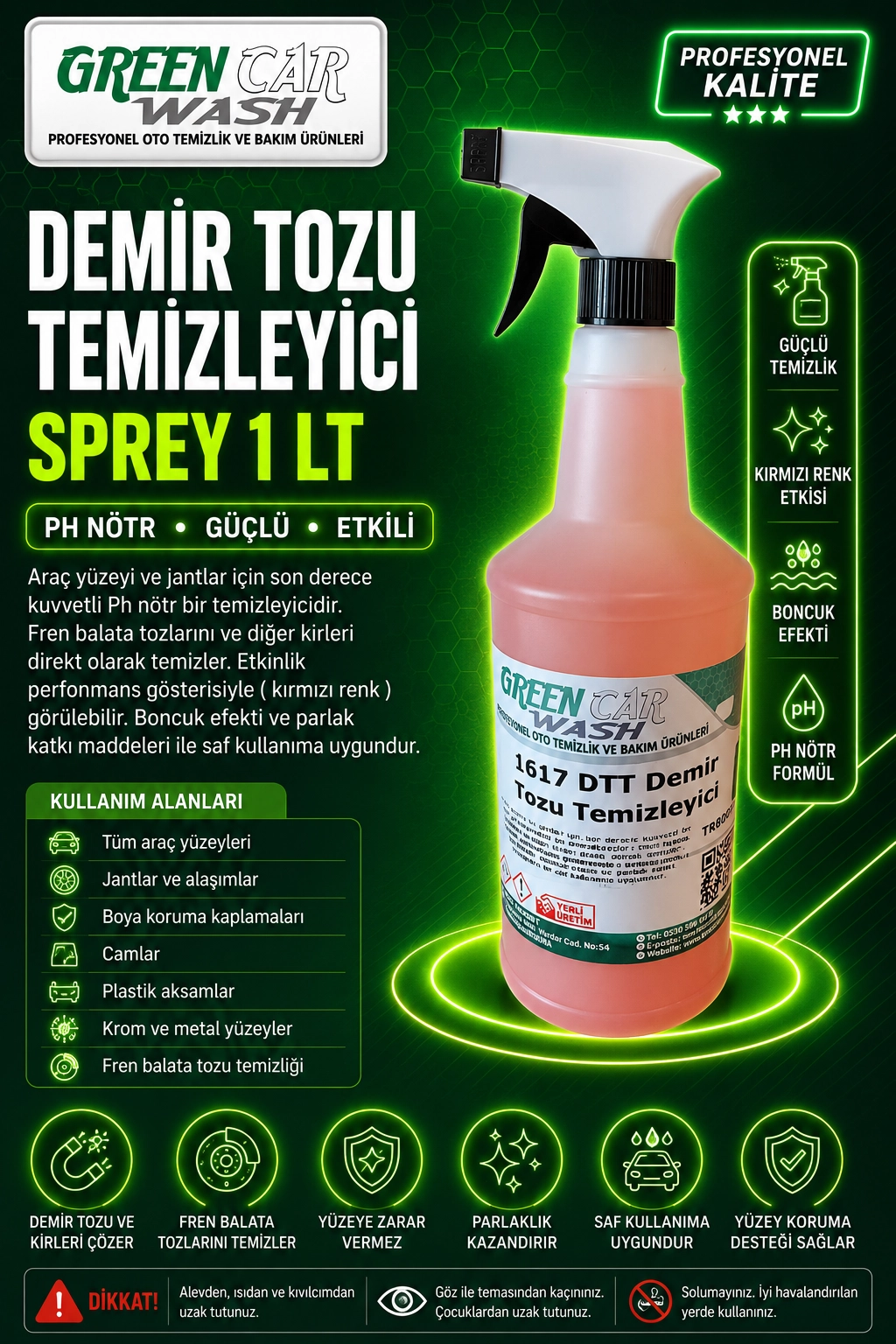 DTT DEMİR TOZU TEMİZLEYİCİ SPREY 1 LT