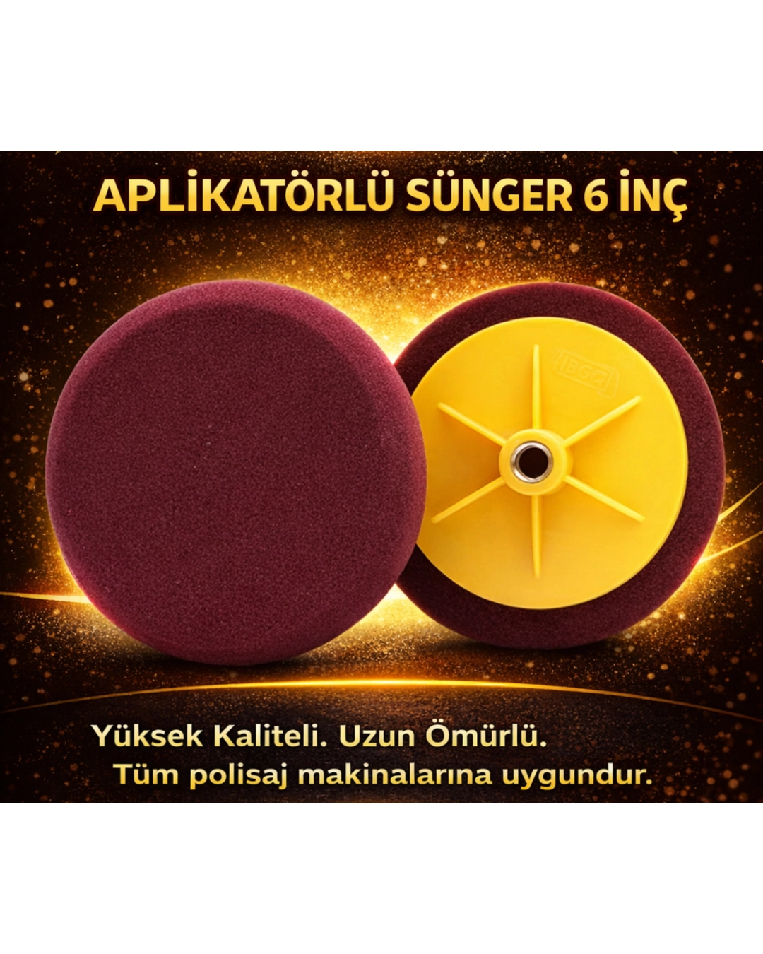 Premium Aplikatörlü Sünger Bordo 6 inç 150 mm