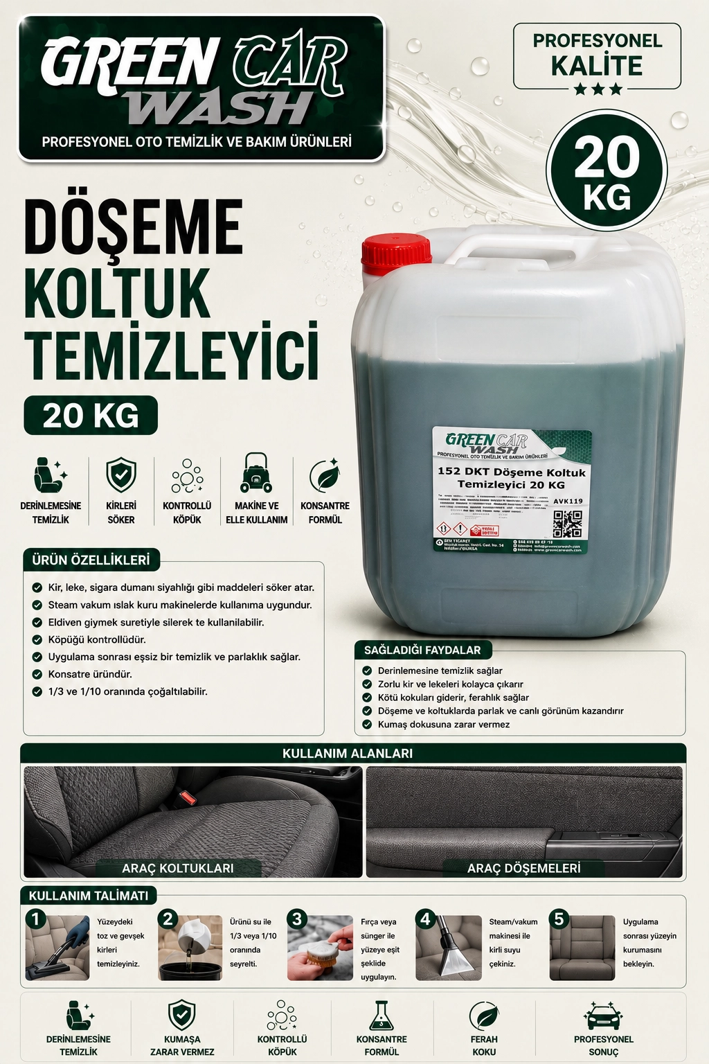 DKT Döşeme Koltuk Temizleyici 20 KG