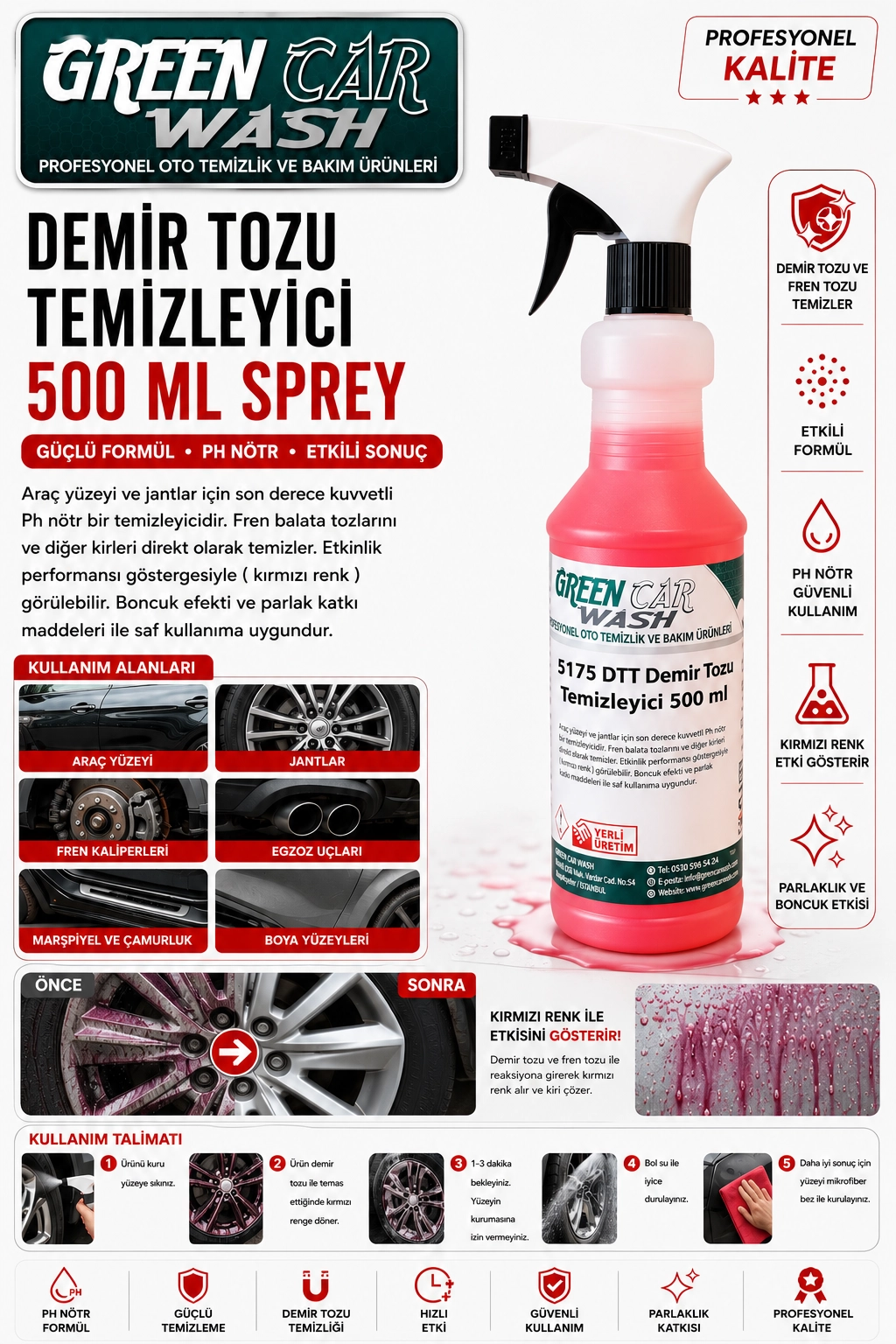 DTT Demir Tozu Temizleyici Sprey 500ML