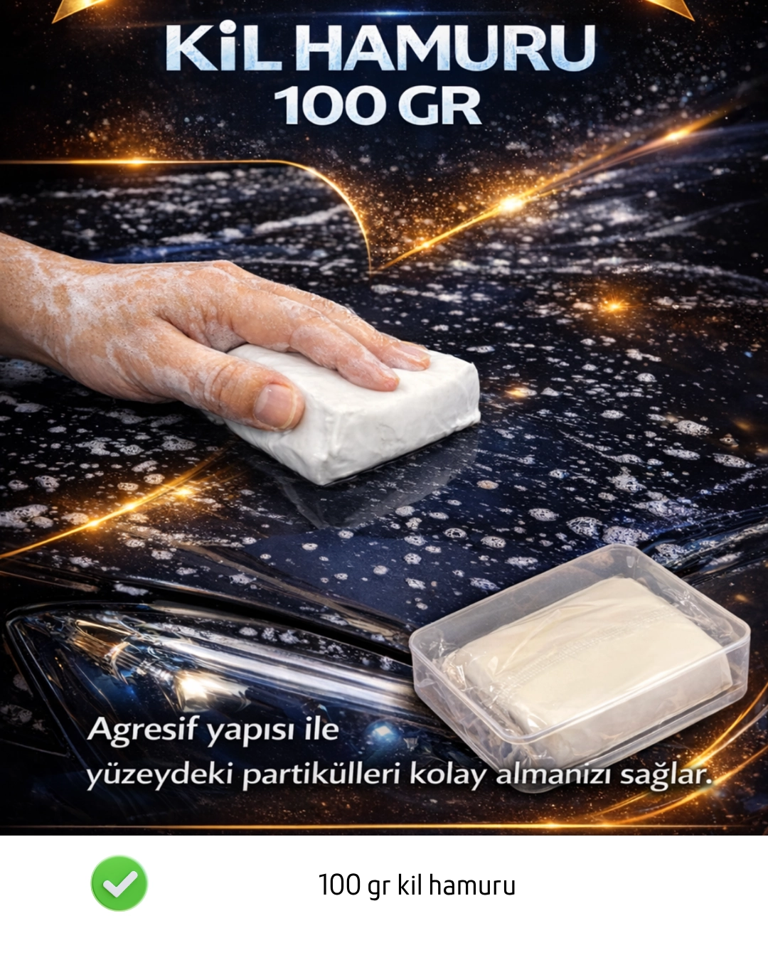 Premium Kil Yüzeyli Mikrofiber Temizlik Havlusu + 100 gram Araç Temizleme Kili
