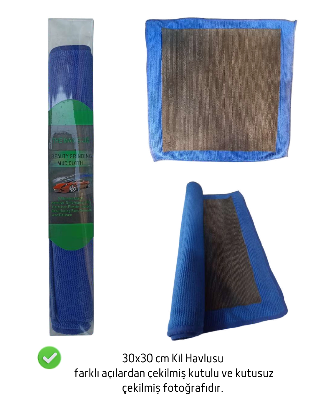 Premium Kil Yüzeyli Mikrofiber Temizlik Havlusu + 100 gram Araç Temizleme Kili
