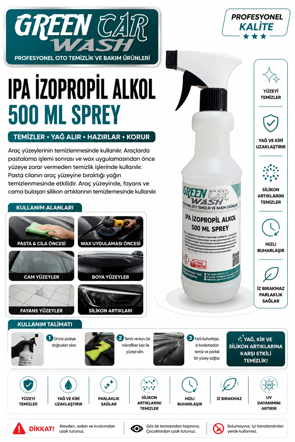IPA İzopropil Alkol %99 - 500 ML Sprey