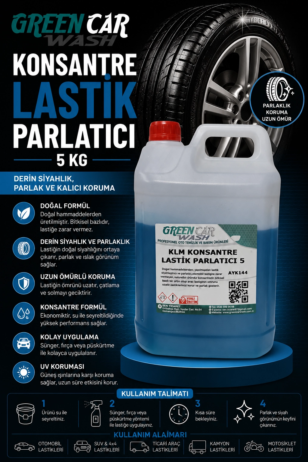 KLM KONSANTRE LASTİK PARLATICI 5 KG