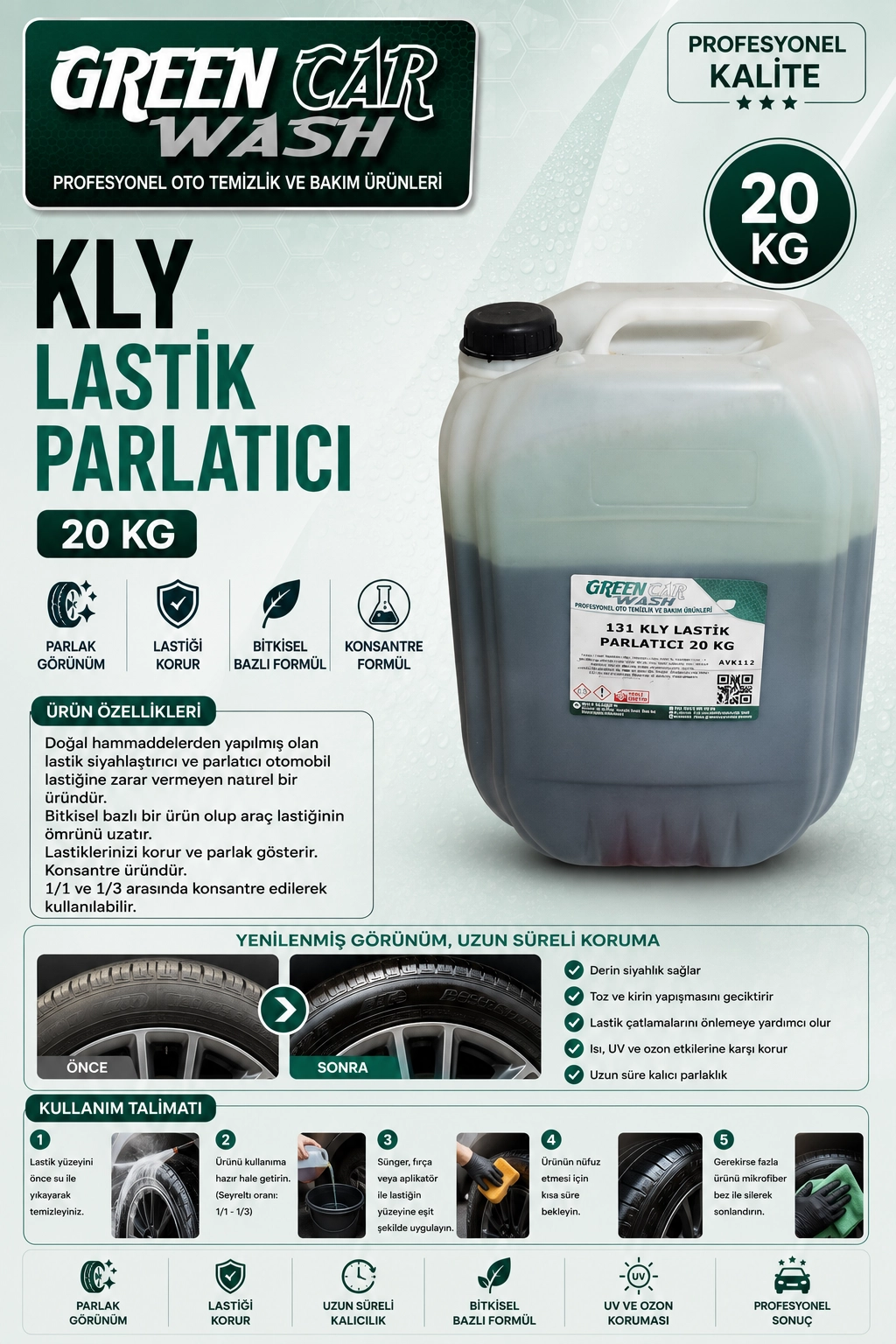 KLY LASTIK PARLATICI GREEN JEL 20 KG