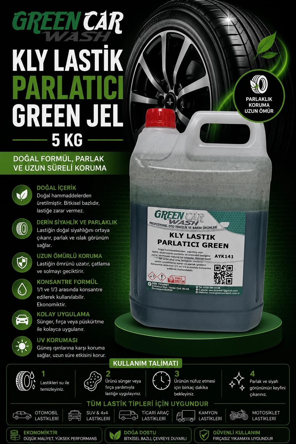 KLY LASTIK PARLATICI GREEN JEL 5 KG