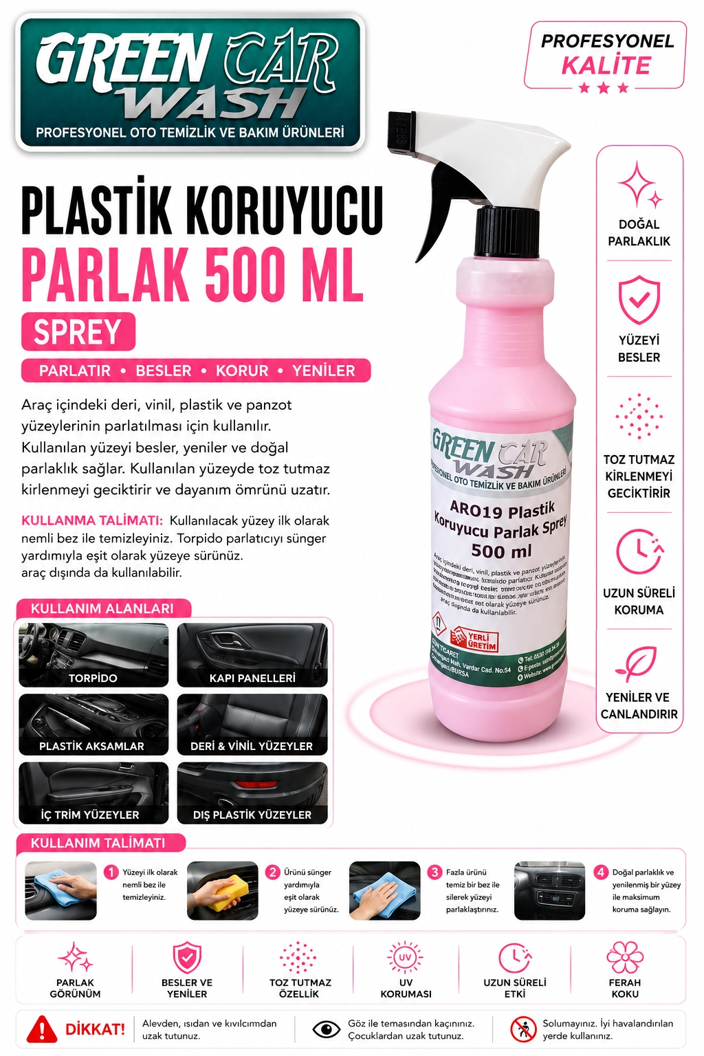 Plastik Koruyucu Parlak 500 ml SPREY