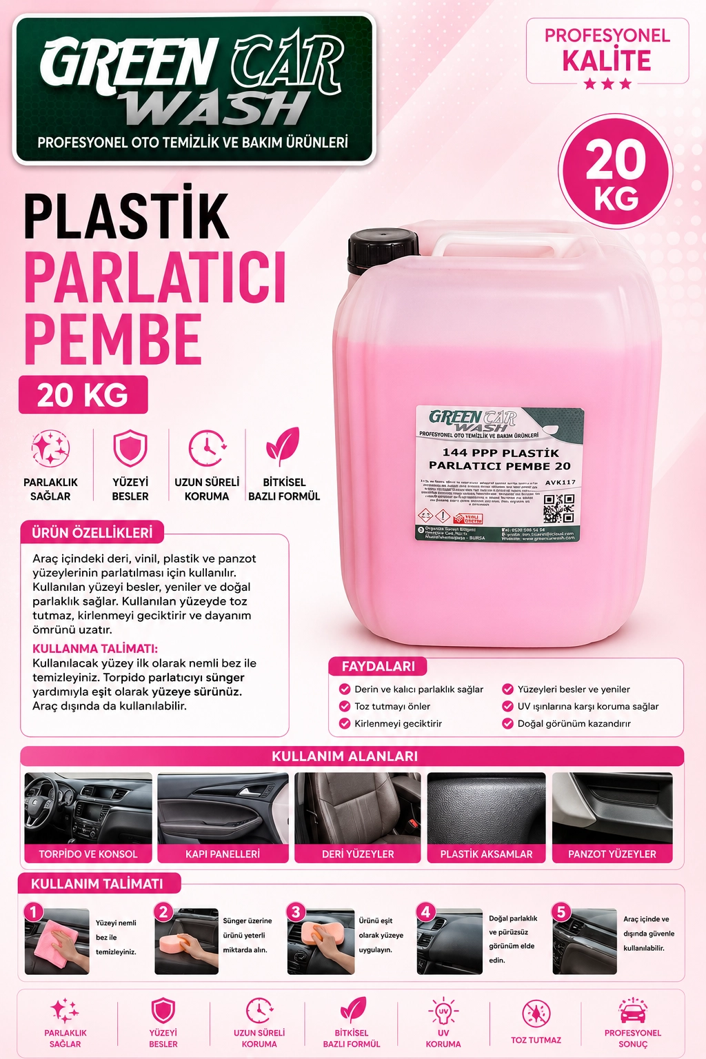 PPP Plastik Koruyucu Parlak Pembe 20 KG