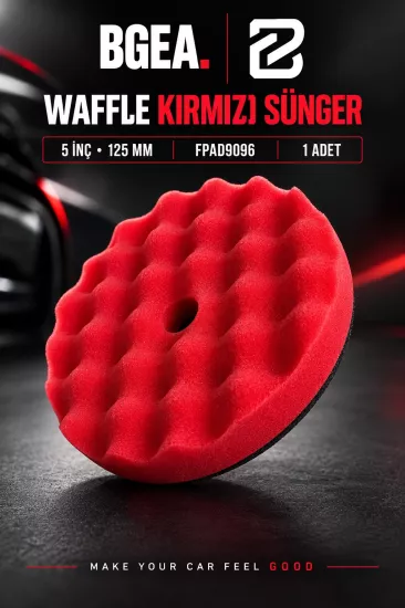 BGEA Waffle Kırmızı Polisaj Süngeri 5 İnç 125 mm 