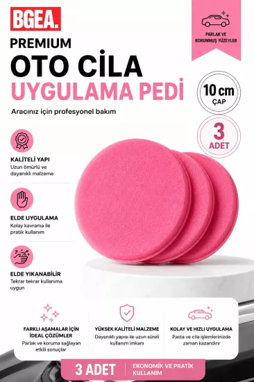 Premium Oto Cila Uygulama Pedi 10 cm Pembe (3 adet)