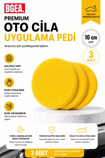 Premium Oto Cila Uygulama Pedi 10 cm Sarı (3 adet)