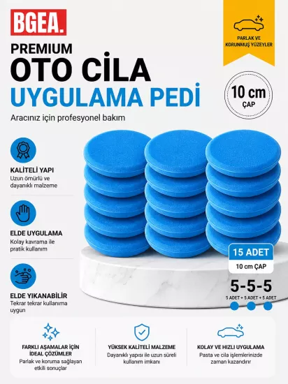 Premium Oto Cila Uygulama Pedi 10 cm Mavi (15 adet)