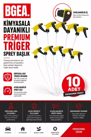Kimyasala Dayanıklı Triger Sprey Başlık - Sarı, Fısfıs Sprey Başlığı (10 adet)