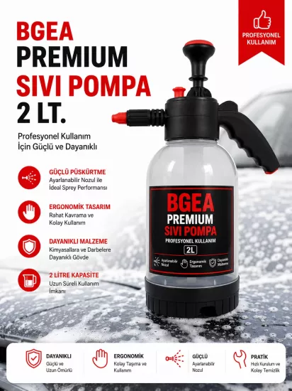 BGEA Premium Sıvı Pompa Kimyasala Dayanıklı 2 LT Çok Amaçlı Kullanım