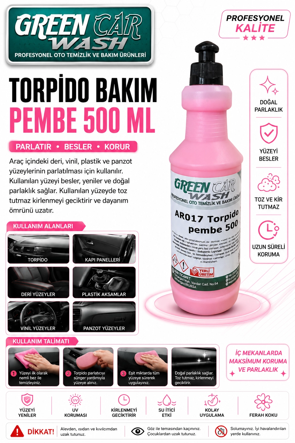 Torpido Bakım Pembe 500 ml